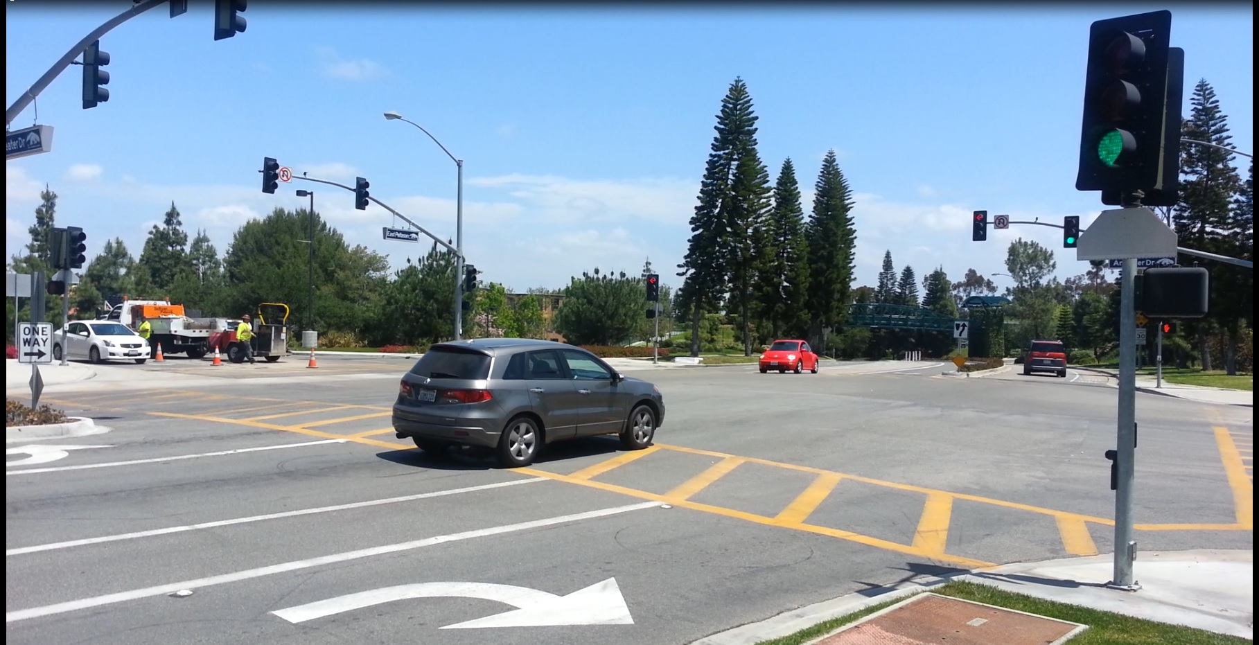 Sample set-up of what to cover. You should be able to see cars as they cross the stop line, as well as the signal